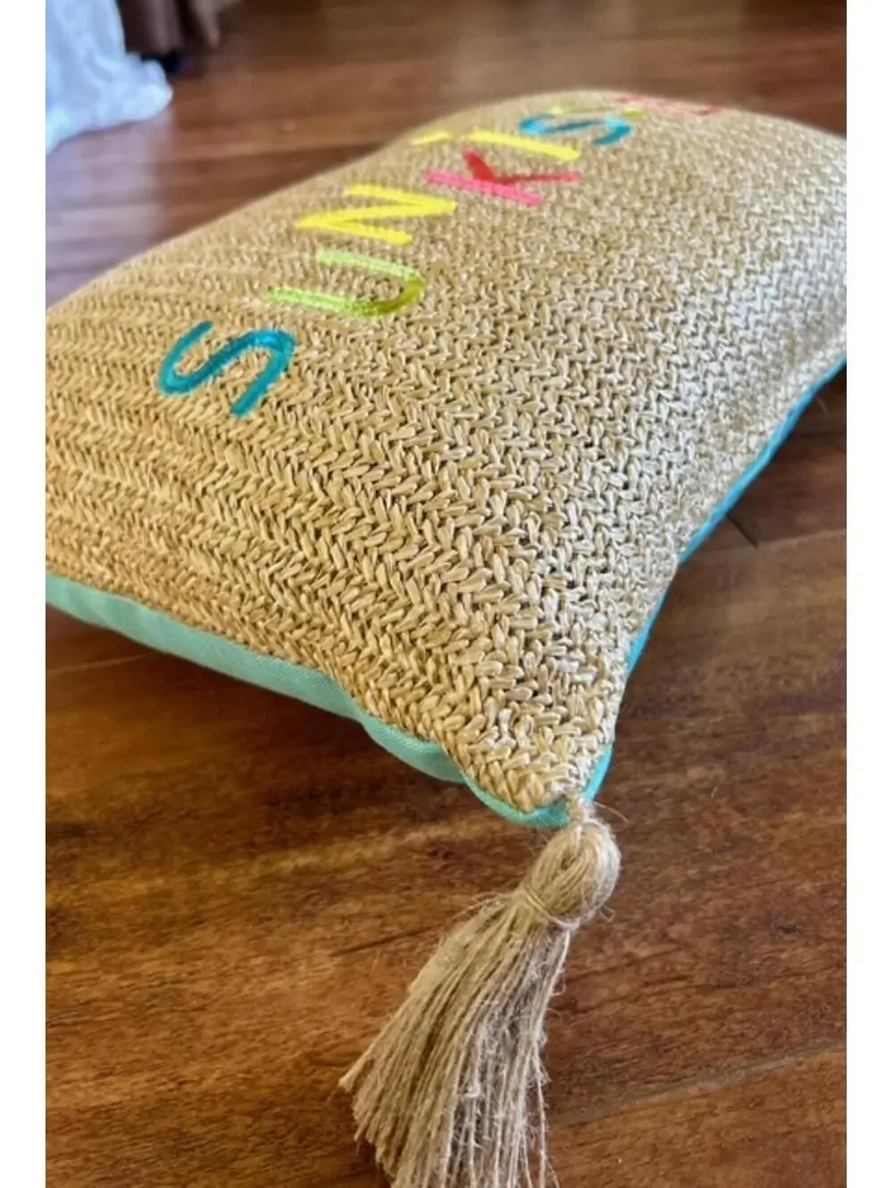 Sunkissed Embroidered Decorative Throw Pillow with Tassels